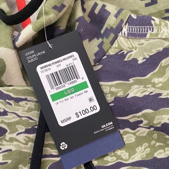 Under Armour Project Rock Womens Veterans Day Fleece Loose Fit Hoodie size L (a) - Picture 11 of 11